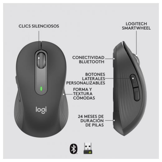 LOGITECH 910-006253, M650 Signature, Siyah, Sağ El, USB Nano 2,4G Kablosuz, 4000dpi, Optik, 5 Tuşlu, 24ay Pil Ömrü, Sessiz Mouse