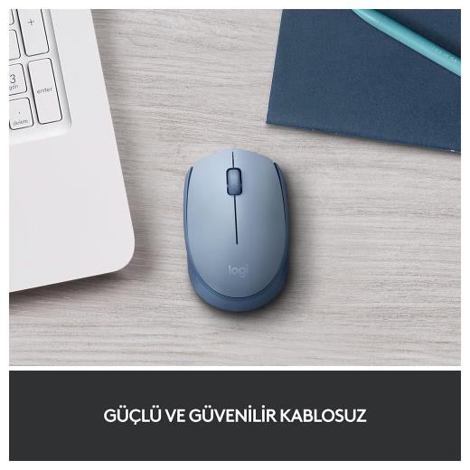 LOGITECH 910-006866, M171 BlueGrey, USB Nano 2,4G Kablosuz, 1000dpi, Optik, 3 Tuşlu, 12ay Pil Ömrü, Mouse