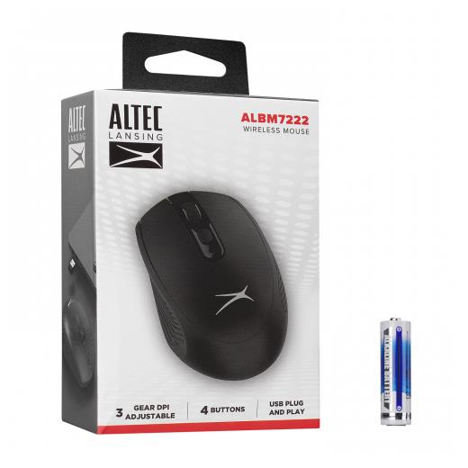 Altec Lansing ALBM7222, Siyah, 2.4GHz USB,  1200DPI, Kablosuz Optik Mouse