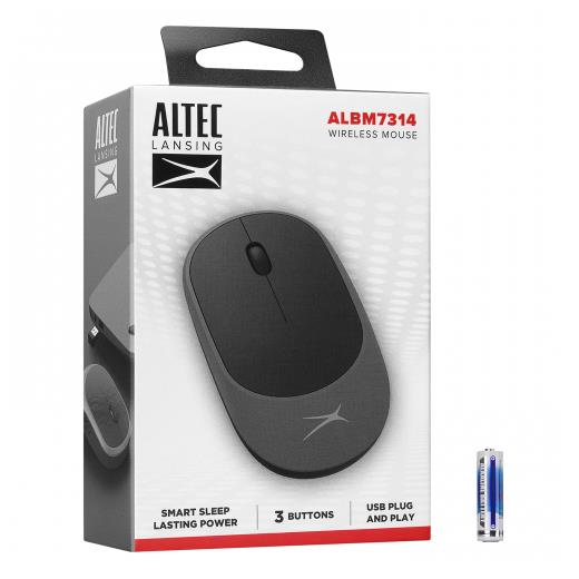 Altec Lansing ALBM7314, Gri-Siyah, 2.4GHz USB,  1200DPI, Kablosuz Optik Mouse
