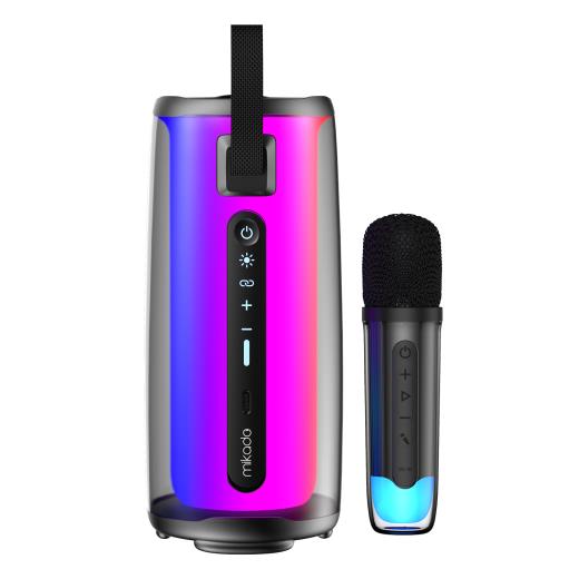 MIKADO MD-17BT CAPELLA, 10W, Taşınabilir, USB/AUX/BT/TF, RGB Işıklı, Transparan, 1800mAh, Mikrofon, Karaoke, Bluetooth Speaker,