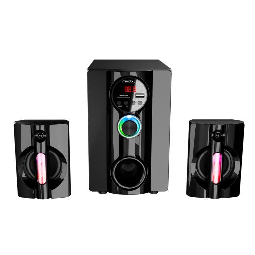 MIKADO MD-95BT, 20W, 2+1, Masaüstü, FM/BT/SD/USB, RGB Aydınlatma, Siyah Kasa, Speaker