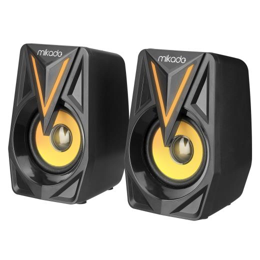 MIKADO MD-S23 GLARE, 6W, 1+1, Masaüstü, RGB Aydınlatma, USB, Siyah Kasa, Speaker