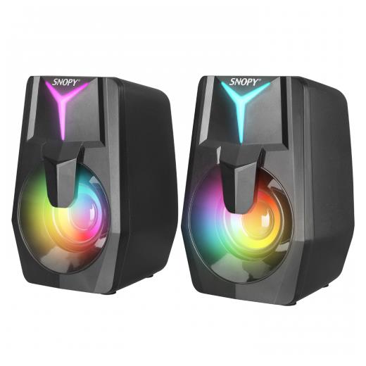 SNOPY SN-X22 STYLE, 6W, 1+1, Masaüstü, USB, RGB Aydınlatma, Siyah Kasa, Speaker