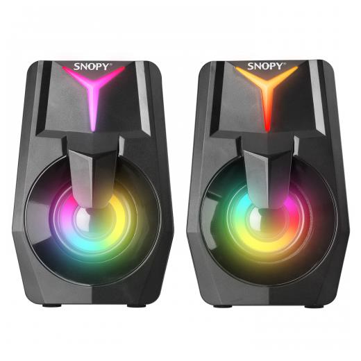 SNOPY SN-X22 STYLE, 6W, 1+1, Masaüstü, USB, RGB Aydınlatma, Siyah Kasa, Speaker