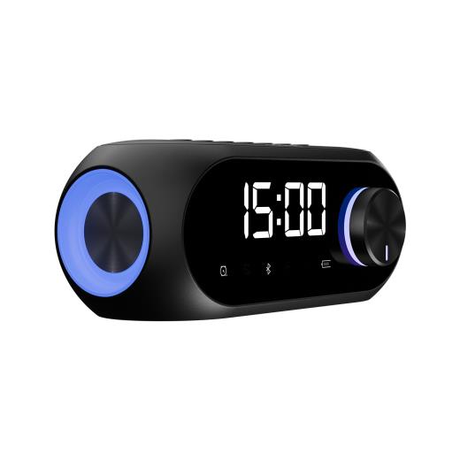 ASONIC AS-W6, Siyah, 5W, USB, AUX, Bluetooth,  Kablosuz, Taşınabilir, 1200mAh Batarya, Alarmlı Saat, Derece ve Speaker