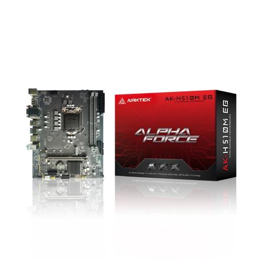 ARKTEK ALPHA FORCE, AK-H510M EG VS, 2xDDR4, M.2, 2x HDMI, DP, 10-11.Nesil, LGA1200 Soket, Anakart