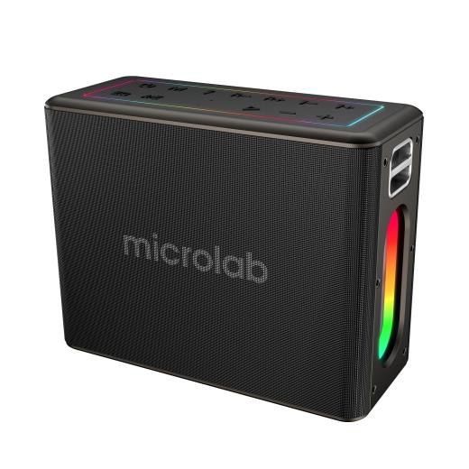 MICROLAB M60 Vega, 100W, Taşınabilir, BT/USB/AUX/TF/Type-C, RGB Işıklı, 15000mAh Batarya, 2adet Mikrofon, Karaoke/Parti, Bluetooth Speaker,
