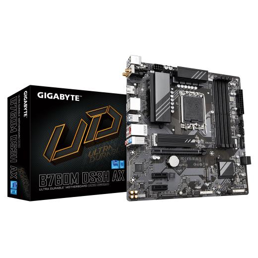 GIGABYTE B760M DS3H AX, rev.1.0, 4xDDR5, 2xM.2, 2xDP, HDMI, Type-C, Wi-Fi 6E, Bluetooth v5.3, 12-13-14.Nesil, LGA1700 Soket, Anakart