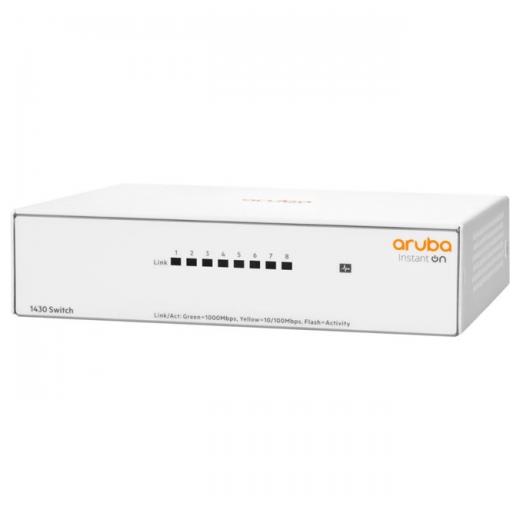 HP Aruba Instant On, R8R45A, 1430-8G, 8Port, GigaBit, Yönetilemez, Masaüstü Switch