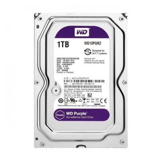 WD PURPLE, WD10PURZ, 3.5" 1TB, 64Mb, 5400 Rpm, 7/24 Güvenlik, HDD  (Türkiye Distribütörü Garantili)