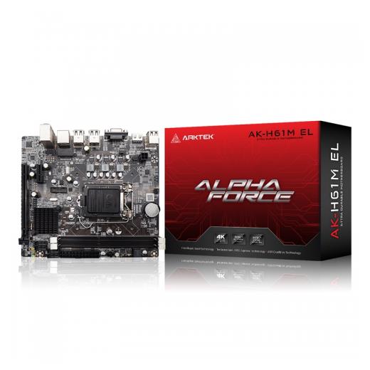 ARKTEK ALPHA FORCE, AK-H61M EL, 2xDDR3, M.2, D-SUB, HDMI, 2-3.Nesil, LGA1155 Soket, Anakart