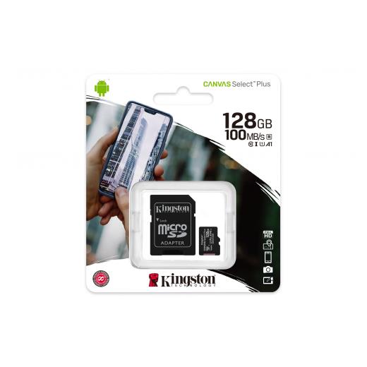 KINGSTON SDCS2/128GB, CANVAS, CL10, 100Mb/s, MicroSD Kart Bellek (SD Adaptörlü)