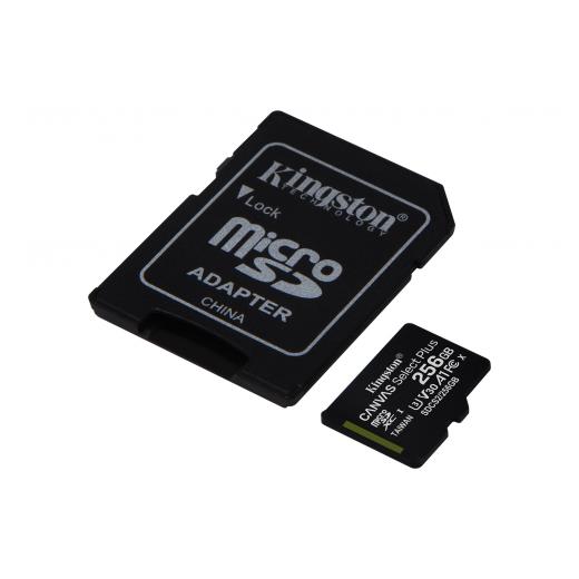 KINGSTON SDCS2/256GB, CANVAS, CL10, 100Mb/s, MicroSD Kart Bellek (SD Adaptörlü)