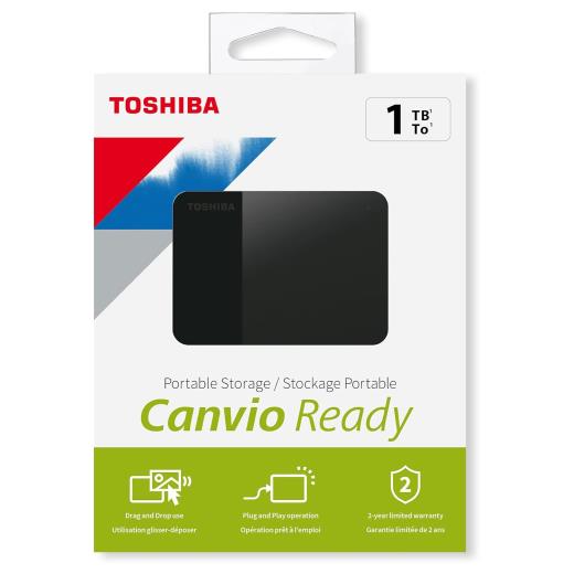 TOSHIBA HDTP310EK3AA, Canvio Ready, 1TB, 2.5" USB 3.0, Taşınabilir, Harici HDD, (Black)