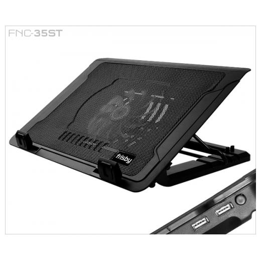FRISBY FNC-35ST 14cm Fan, 10"-17" Notebook Soğutucu, 5 Kademeli Stand, Mavi Ledli (Siyah)