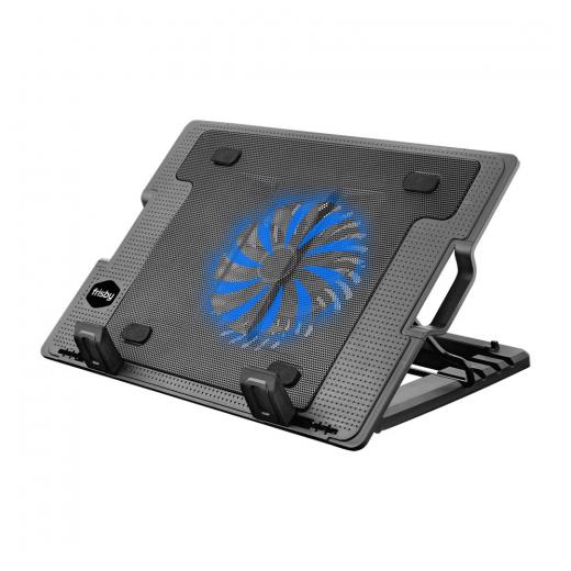 FRISBY FNC-35ST 14cm Fan, 10"-17" Notebook Soğutucu, 5 Kademeli Stand, Mavi Ledli (Siyah)
