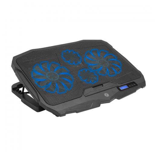 FRISBY FNC-5230ST (2x12,5cm 2x7cm) 4 Fan, 10"-17" Notebook Soğutucu, 5 Kademeli Stand, 3 Farklı Program, Ayarlanabilir Hız, Mavi Ledli (Siyah)