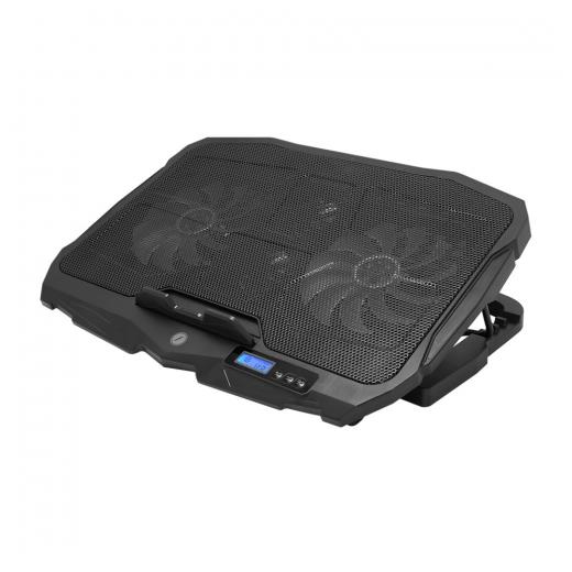 FRISBY FNC-5230ST (2x12,5cm 2x7cm) 4 Fan, 10"-17" Notebook Soğutucu, 5 Kademeli Stand, 3 Farklı Program, Ayarlanabilir Hız, Mavi Ledli (Siyah)
