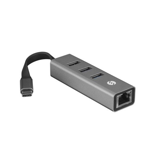 S-LINK SW-U3325, GigaBit, Type-C to RJ45, 3xUSB 3.0, Metal, Ethernet Kartı