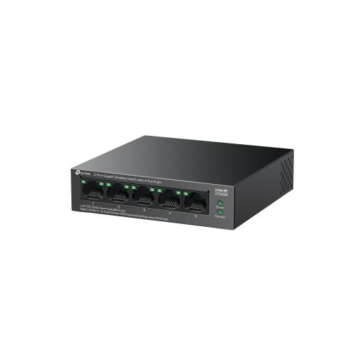 TP-LINK LS105GP, Green Tech, 5 Port, GigaBit, 4 Port PoE 65W, Metal Kasa, Yönetilemez, Masaüstü Switch