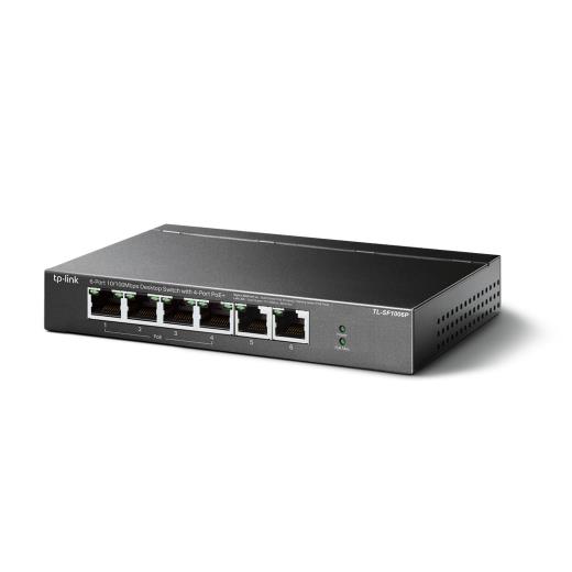 TP-LINK TL-SF1006P, 6 Port, MegaBit, 4 Port PoE 67W, Yönetilemez, Metal Kasalı Switch