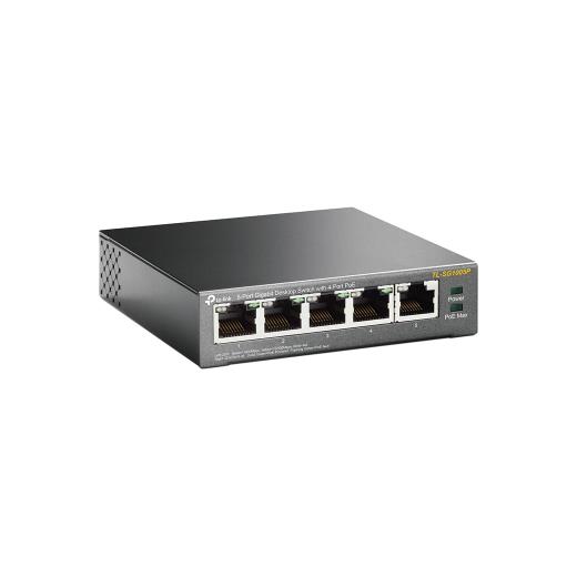 TP-LINK TL-SG1005P, 5 Port, GigaBit, 4 Port PoE 56W, Yönetilemez, Metal Kasa, Masaüstü Switch