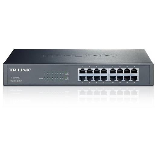 TP-LINK TL-SG1016D, 16 Port, GigaBit, Yönetilemez, Metal Kasa, Rackmount Switch