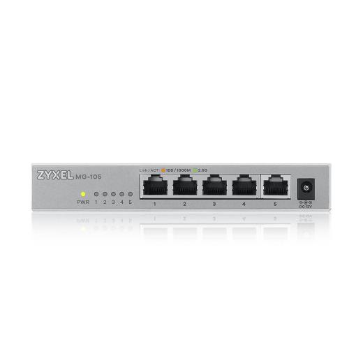 ZyXEL MG-105, 5 Port, GigaBit, Metal Kasa, Yönetilemez, Masaüstü Switch