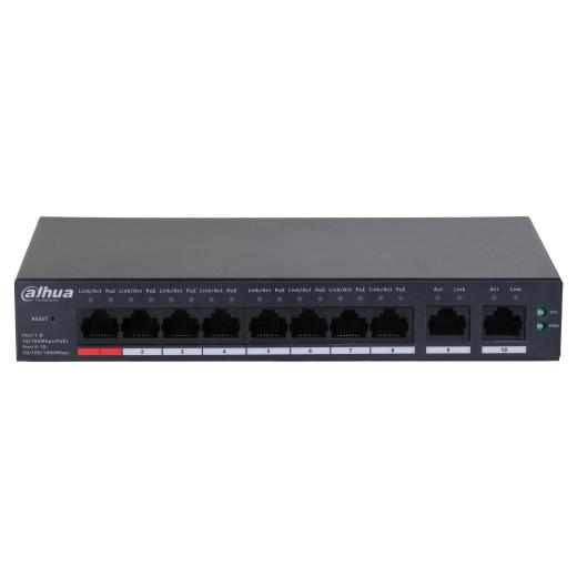DAHUA CS4010-8ET-110, 8 Port, Megabit, PoE 110W, 2 Port Uplink, Cloud Yönetilebilir, Switch