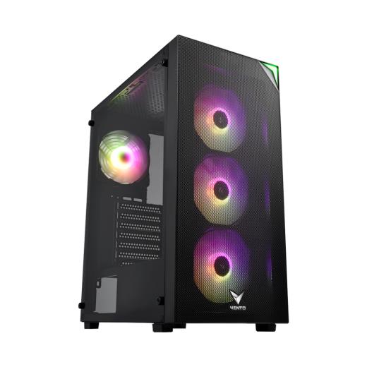 Vento Vg3400S Mid Tower, Siyah, Temperli Cam, Rgb, Atx Gamıng Kasa (Psu Yok)