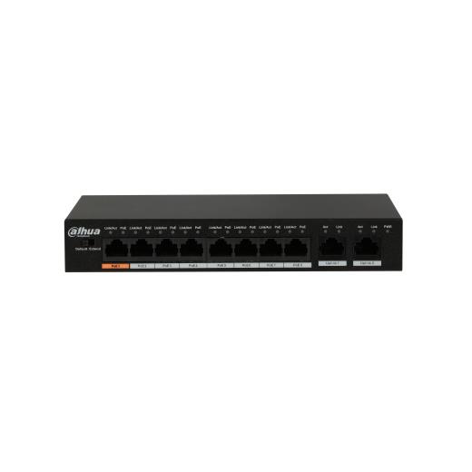 DAHUA PFS3010-8ET-96, 8 Port, MegaBit, PoE 96W, 2 Port GigaBit Uplink, Yönetilemez, Masaüstü Switch
