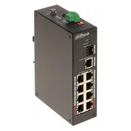 DAHUA PFS3110-8ET-96-V2, 8 Port, Megabit, PoE 96W, 1 Port Gigabit Uplink, 1 Port Gigabit SFP, Yönetilemez, Masaüstü Switch