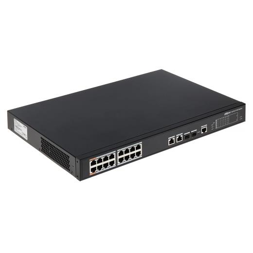 DAHUA PFS4218-16ET-240-V2, 16 Port, MegaBit, PoE 240W, 2 Port GigaBit Uplink, 2 Port GigaBit Combo SFP, Yönetilebilir, Rack Mount  Switch