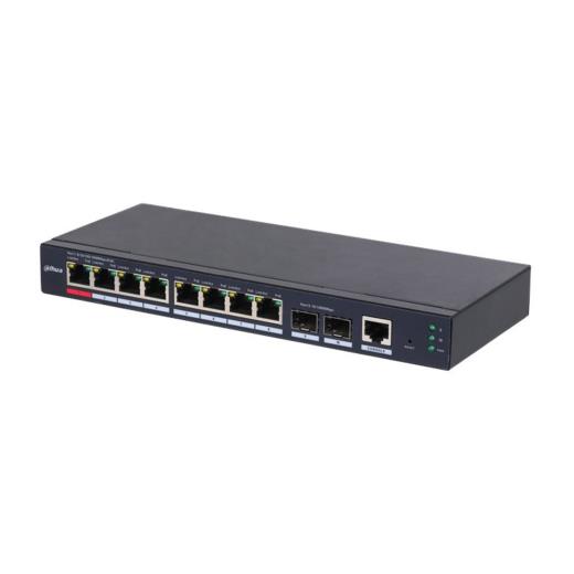 DAHUA S4210-8GT-110, 8 Port, Gigabit, PoE 110W, 2 Port Gigabit Uplink, Longe Range 250Mt., Cloud Yönetilebilir, Switch