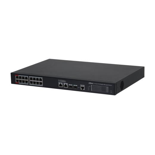 DAHUA S4220-16GT-240, 16 Port, Gigabit, PoE 240W, 2 Port Gigabit Uplink, 2 Port SFP Gigabit Combo, Longe Range 250Mt, Cloud Yönetilebilir, Switch