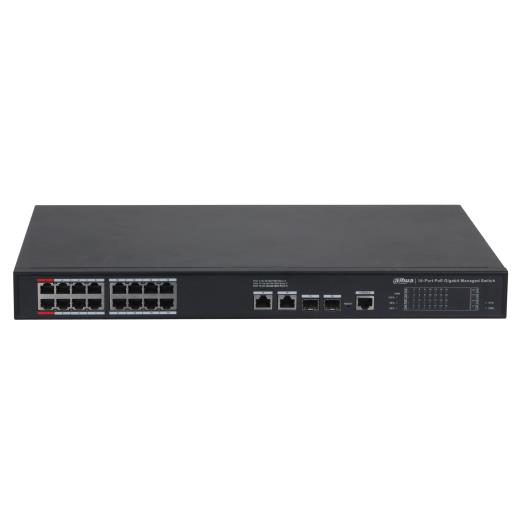 DAHUA S4220-16GT-240, 16 Port, Gigabit, PoE 240W, 2 Port Gigabit Uplink, 2 Port SFP Gigabit Combo, Longe Range 250Mt, Cloud Yönetilebilir, Switch