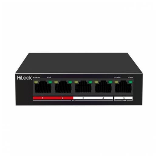 HILOOK NS-0105P-35(B), 4 Port, Megabit, PoE 35W, 1 Port Megabit Uplink, Long Range 250Metre, Yönetilemez, Masaüstü Switch