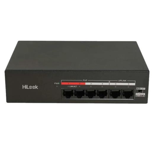 HILOOK NS-0106MP-35(B), 4 Port, Megabit, PoE 35W, 2 Port Megabit Uplink, Yönetilemez, Masaüstü Switch