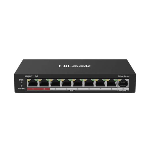 HILOOK NS-0109P-60(B), 8 Port, Megabit, PoE 60W, 1 Port Megabit Uplink, Long Range 250Metre, Yönetilemez, Masaüstü Switch