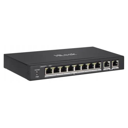 HILOOK NS-0310P-60(B), 8Port, Megabit, PoE 60W, 2 Port Gigabit Uplink, Long Range 250Metre, Yönetilemez, Masaüstü Switch