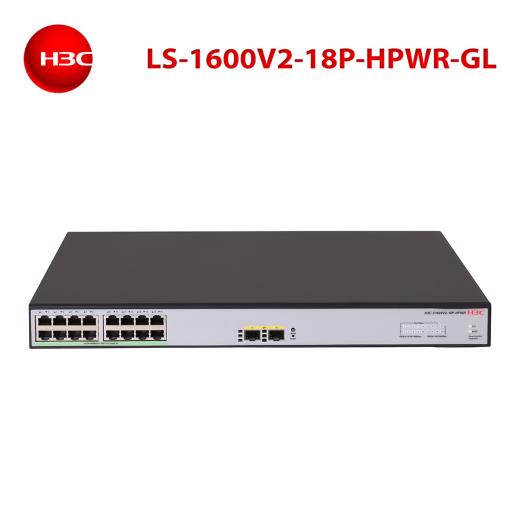 H3C S1600V2-18P-HPWR, 16 Port, GigaBit, PoE 240W, L2, 2 Port GigaBit SFP, Web Yönetilebilir, Masaüstü Switch