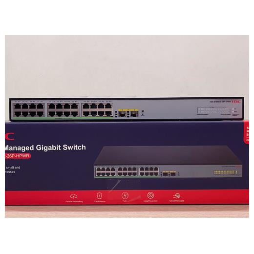H3C S1600V2-26P-HPWR, 24 Port, GigaBit, PoE 370W, L2, 2 Port GigaBit SFP, Web Yönetilebilir, Masaüstü Switch