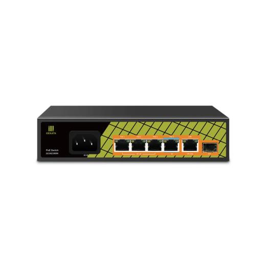 GENATA GNT-P1006GA, 4 Port, Gigabit,  PoE 60W, 2 Port Uplink Gigabit, 1 Port SFP, Yönetilemez, Masaüstü Switch