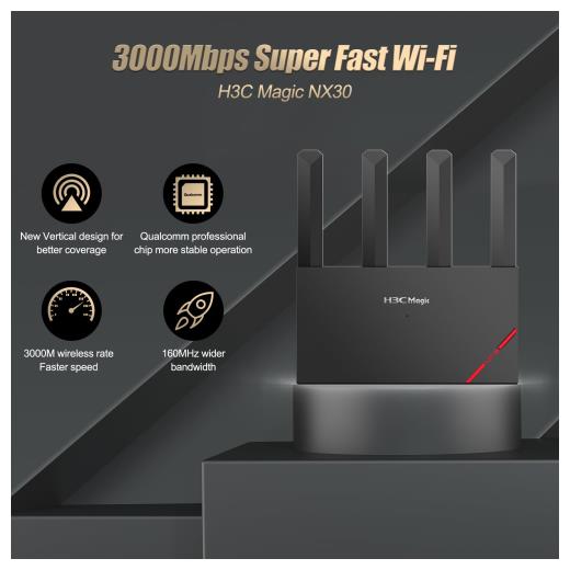 H3C Magic NX30, Dual Band, WiFi 6, 3000Mbps, 4Port GigaBit, 4ad Anten, Masaüstü, Router, Access Point