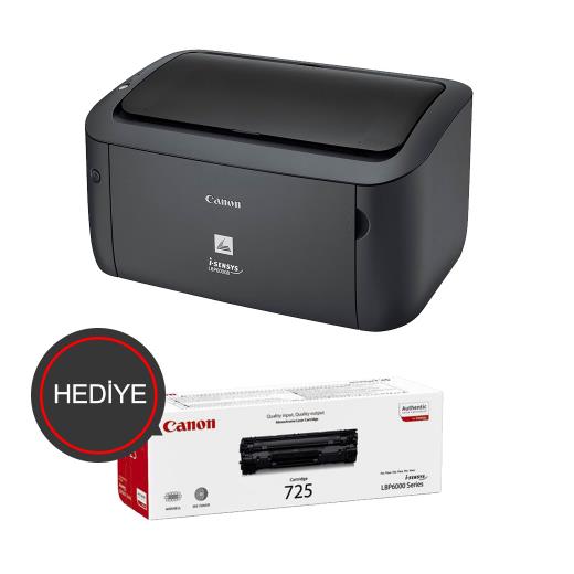 CANON i-SENSYS LBP6030B, Lazer Yazıcı (Siyah), Orjinal 1adet CRG725 Toner Hediyeli (Dakikada 18 Sayfa) ORİJİNAL TONERLİ