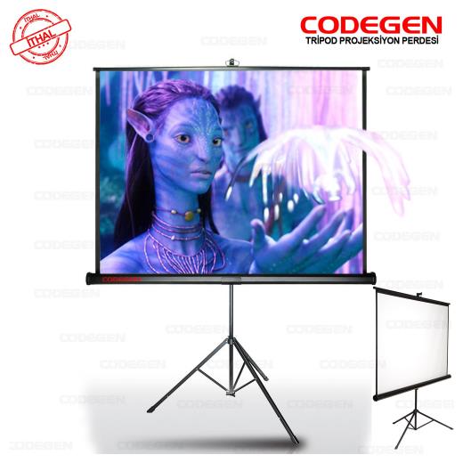 Codegen TX-18 TRIPOD PROJEKSİYON PERDESİ 180X180 (Arkası Siyah Fonlu - Taşınabilir Ayaklı Model)