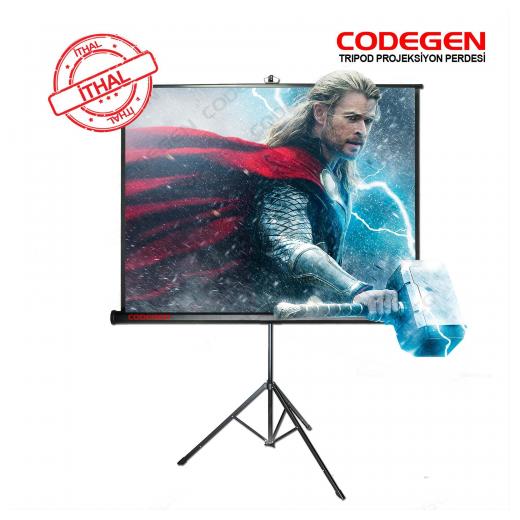 Codegen TX-20 TRIPOD PROJEKSİYON PERDESİ 200X200 (Arkası Siyah Fonlu - Taşınabilir Ayaklı Model)