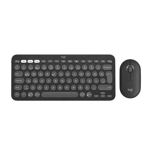 LOGITECH Pebble 2 Combo, Grafit, 920-012245, Bluetooth, Türkçe, Q, Multimedya, Mini Klavye Mouse Set
