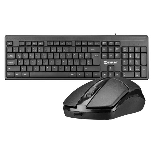 EVEREST KM-515, Siyah, Türkçe Q, USB Kablolu, Klavye Mouse Set